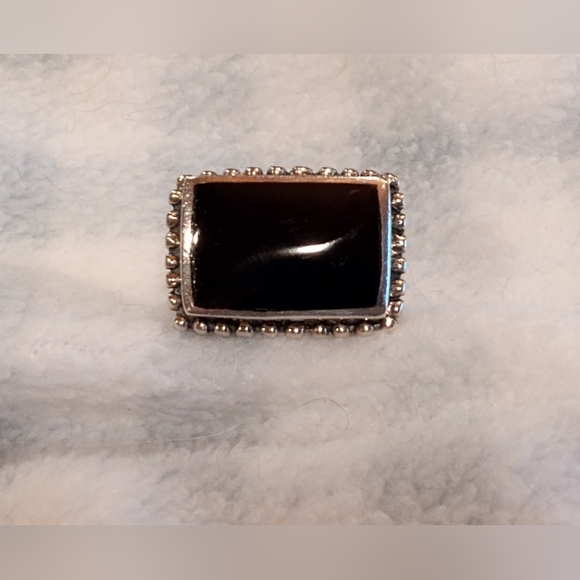 Black Onyx and Sterling Silver Statement Ring. Size 7 Vintage - Picture 3 of 7